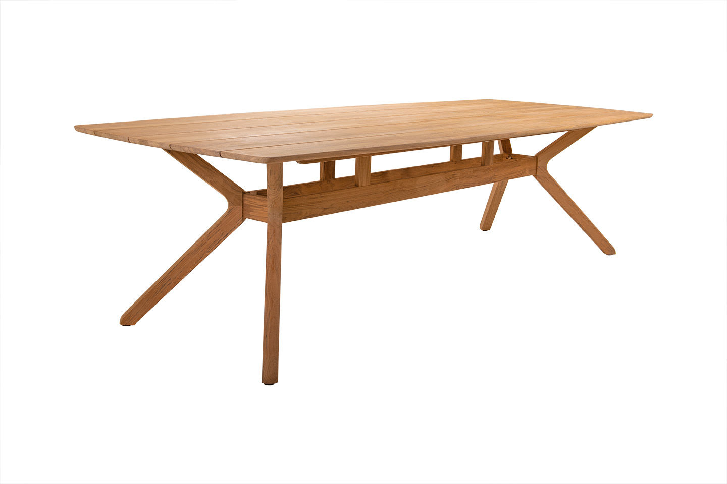 Jeberg Dining Table, Slatted Teak Top 280x100cm (110"x40"), With Umb Hole